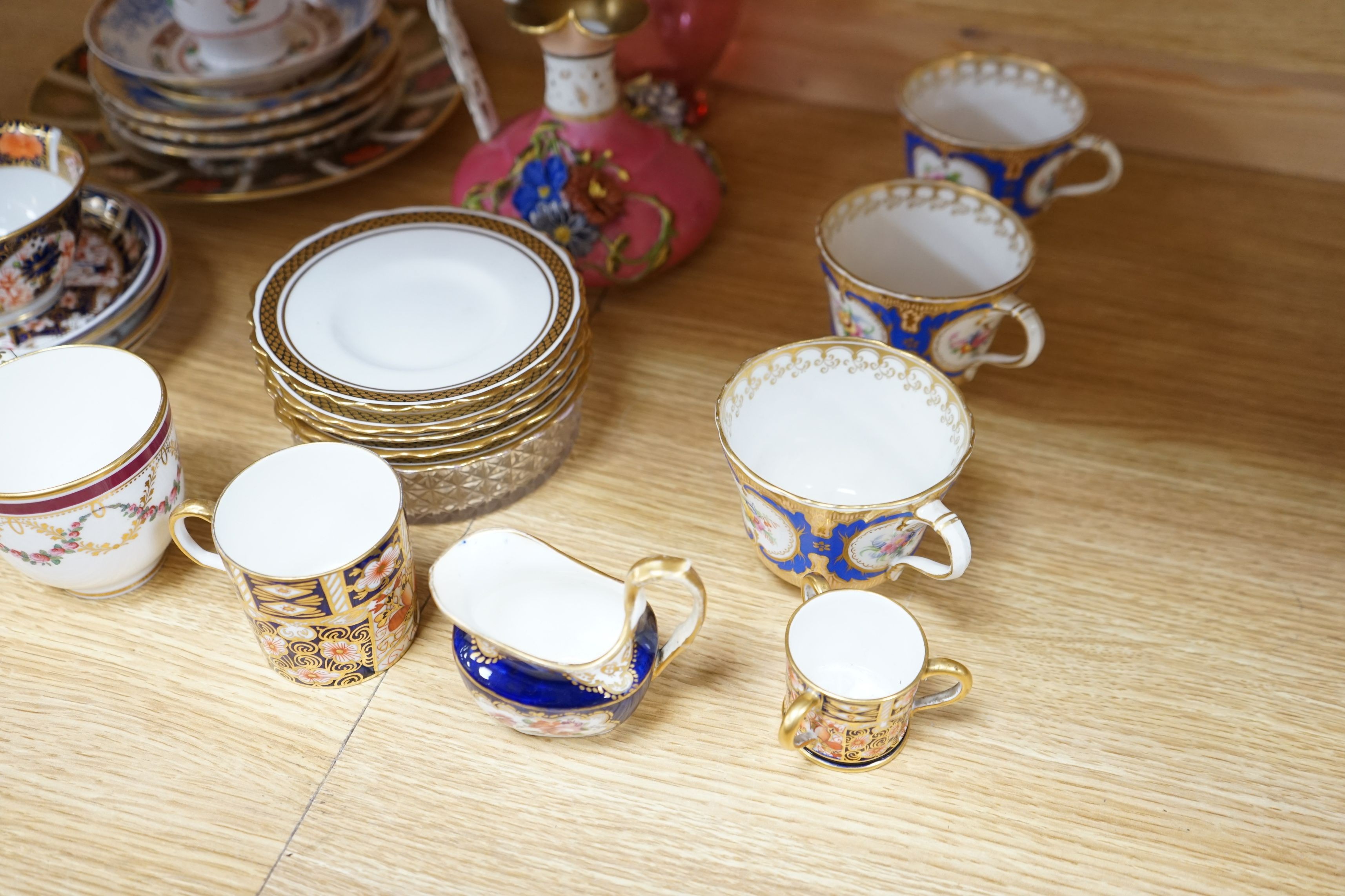 A group of Derby, Spode, Royal Crown Derby and other decorative tea wares